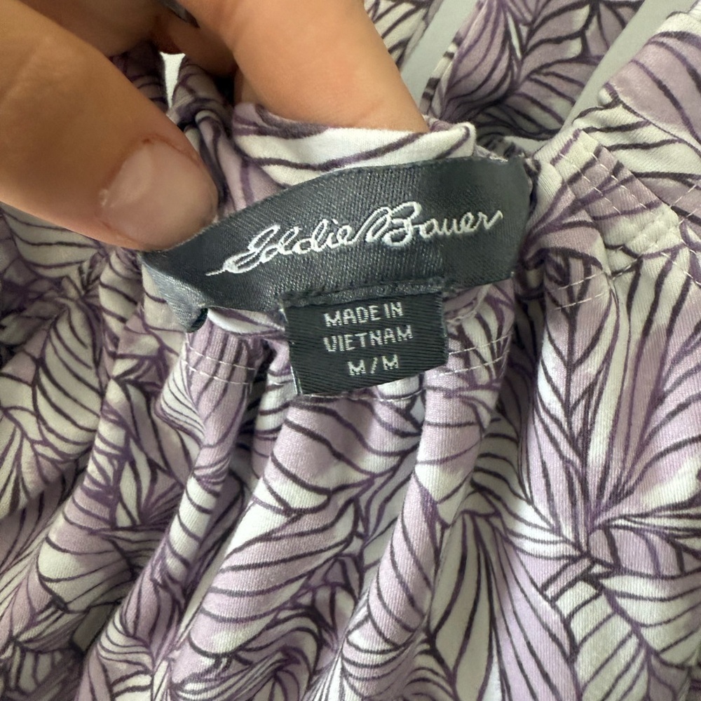 Eddie Bauer Lavender Leaf Pattern Dress - Picture 2 of 5